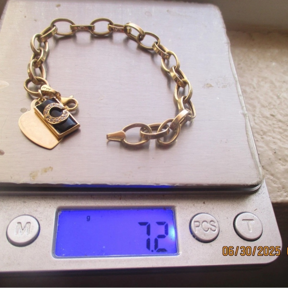 Gold Chain Bracelet with Heart Charm 14 k - Picture 4 of 7